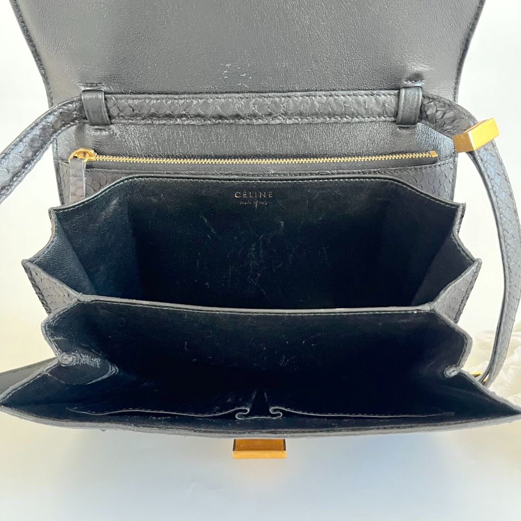 Celine black python medium classic box bag