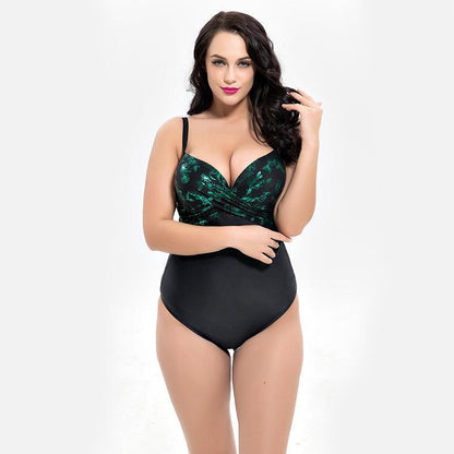 Siamese Women'S Triangle Cross Print Large Size Swimsuit