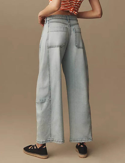 Simple Washed Straight Leg High Waist Jeans