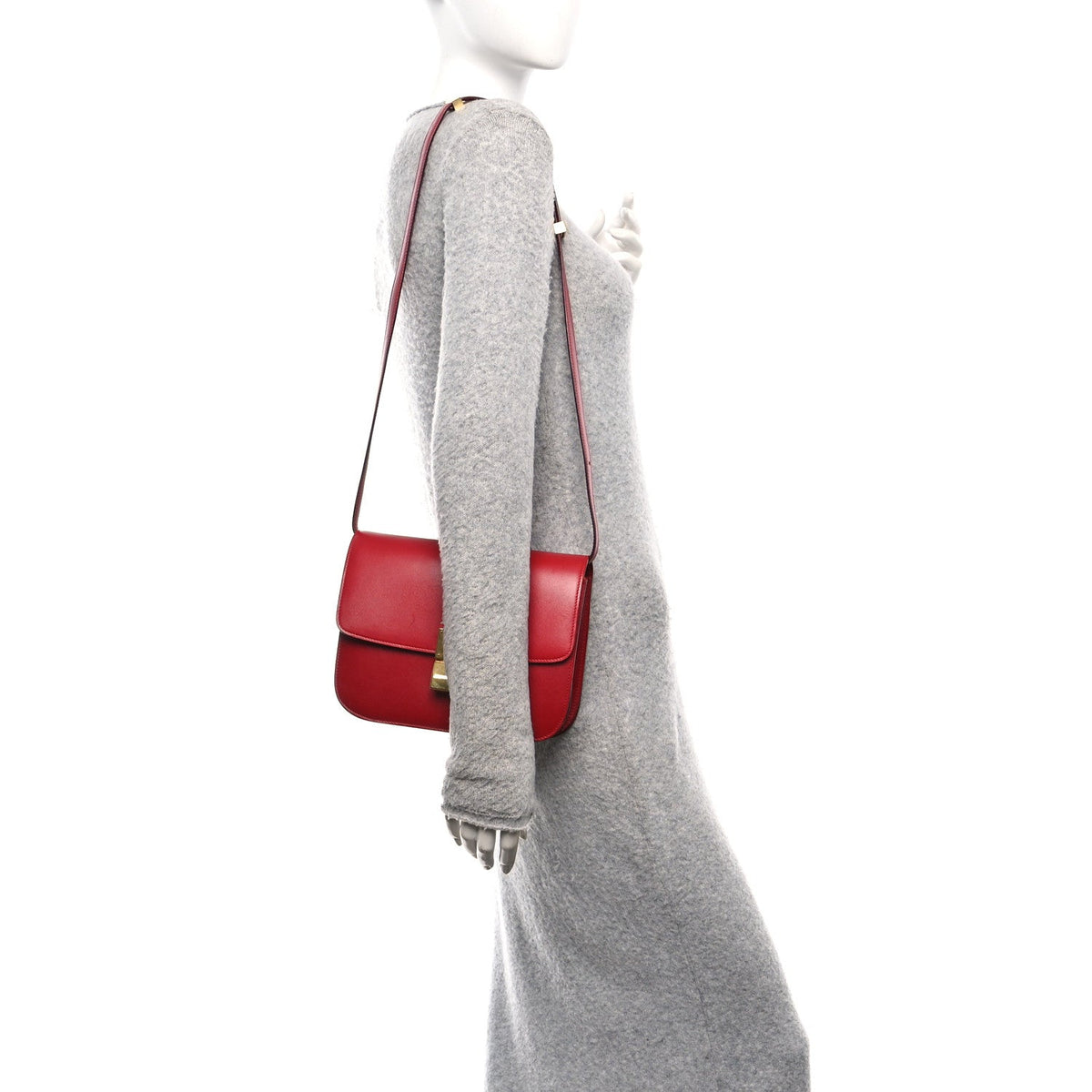 Box Calfskin Medium Classic Box Flap Bag Red