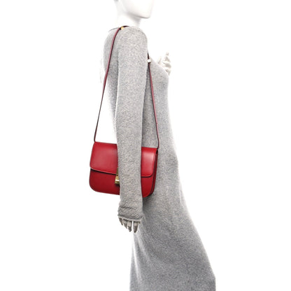 Box Calfskin Medium Classic Box Flap Bag Red