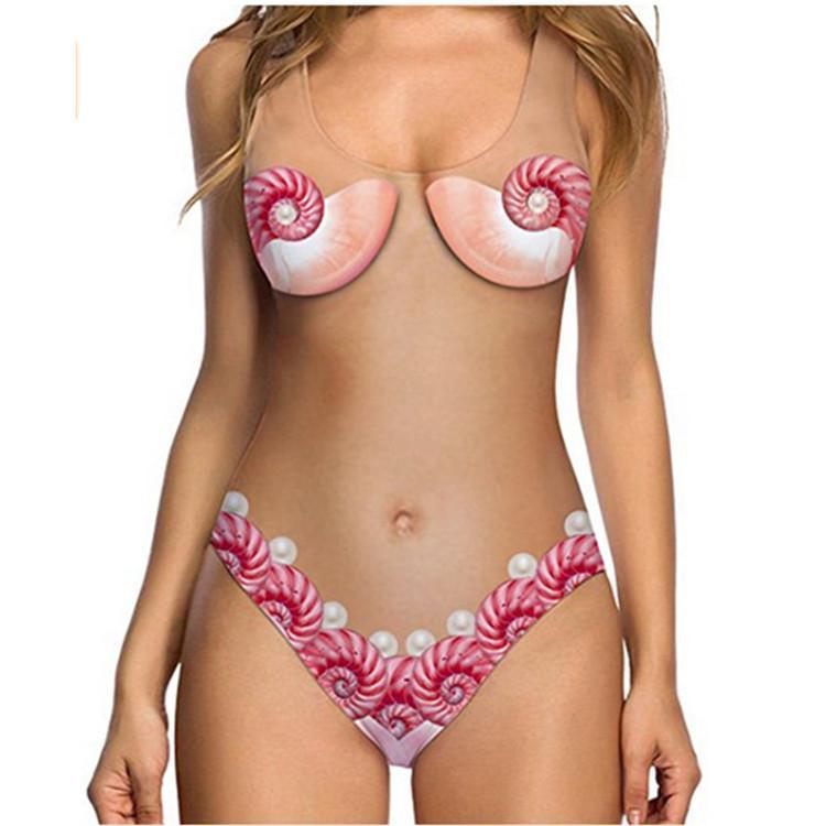 Fresh Fruits One Piece Sexy Shell Swimsuit