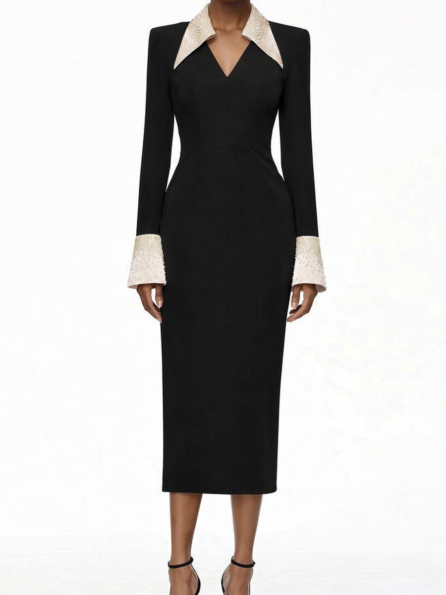 Scarlett Black Embellished Corset Midi Dress