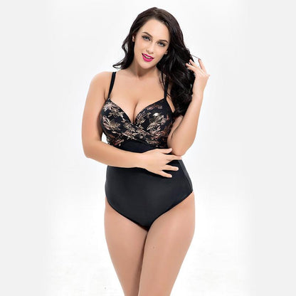 Siamese Women'S Triangle Cross Print Large Size Swimsuit