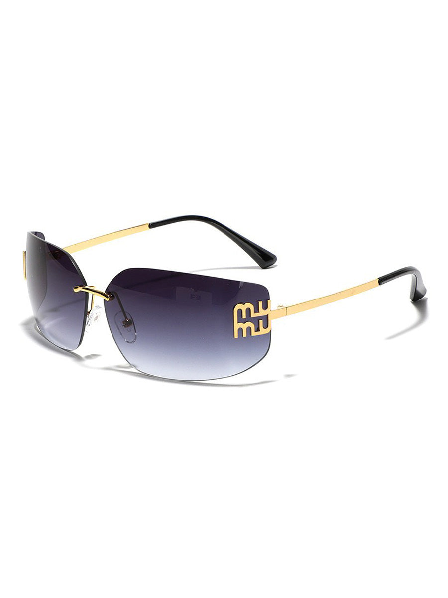 Josephine Curved Lens Rimless Sunglasses