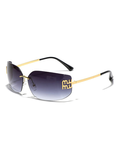 Josephine Curved Lens Rimless Sunglasses