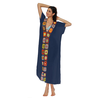Boho Floral Maxi Dress With V-Neck And Batwing Sleeves