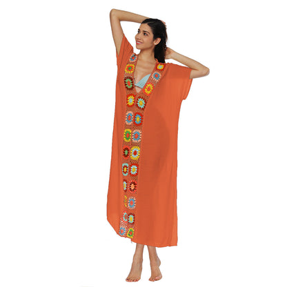 Boho Floral Maxi Dress With V-Neck And Batwing Sleeves