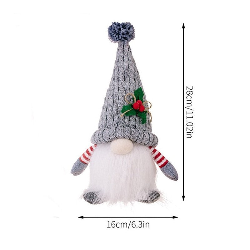 Knitted Pointed Hat With Light Elderly Figurine DÃ©cor