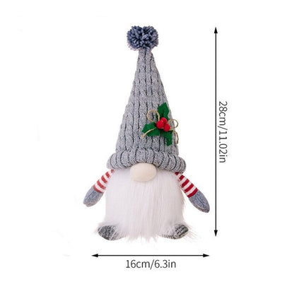 Knitted Pointed Hat With Light Elderly Figurine DÃ©cor