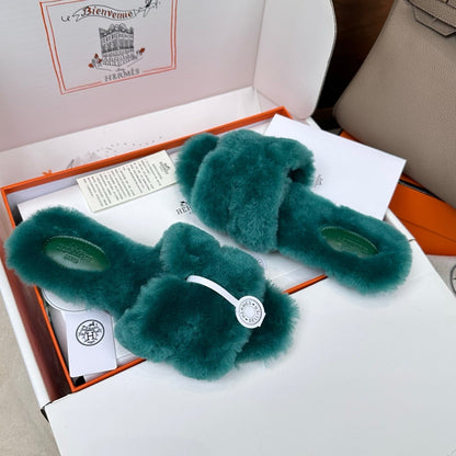 HM Oran Sandal Turquoise Wool Velvet 598192