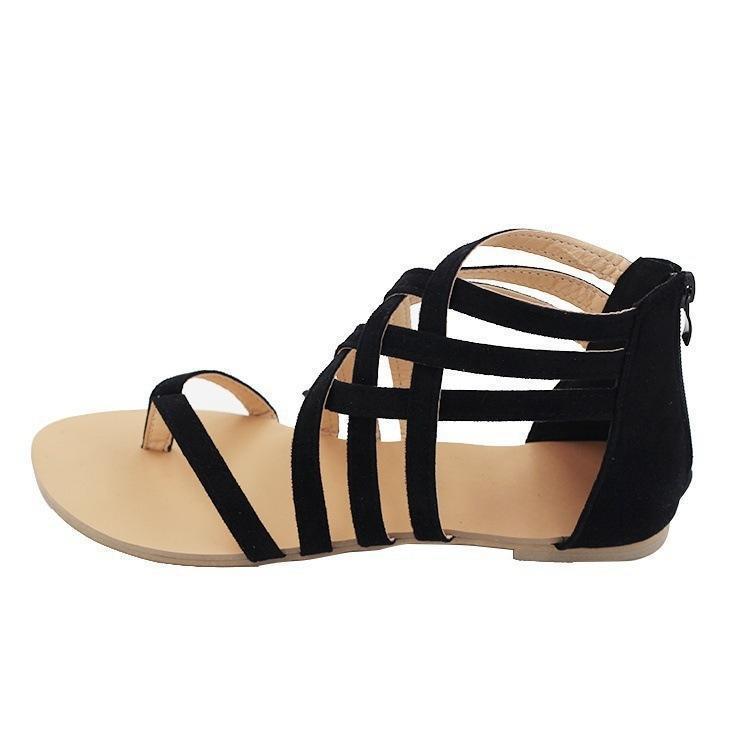 Knitted Toe Roman Sandals Female Summer Flat Large Size Women'S Shoes