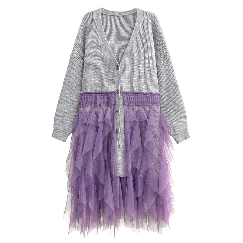 Knit Mesh Sweater Dress