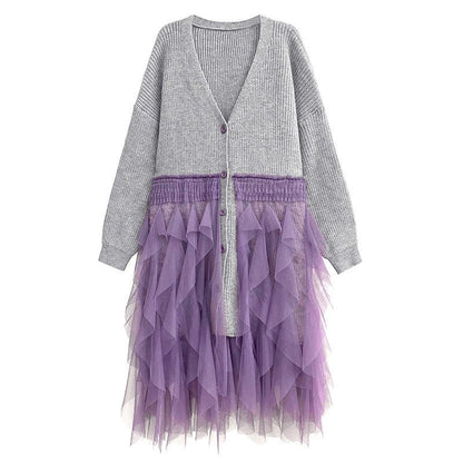 Knit Mesh Sweater Dress