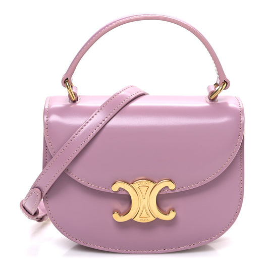 Shiny Calfskin Triomphe Mini Besace Clea Pastel Pink