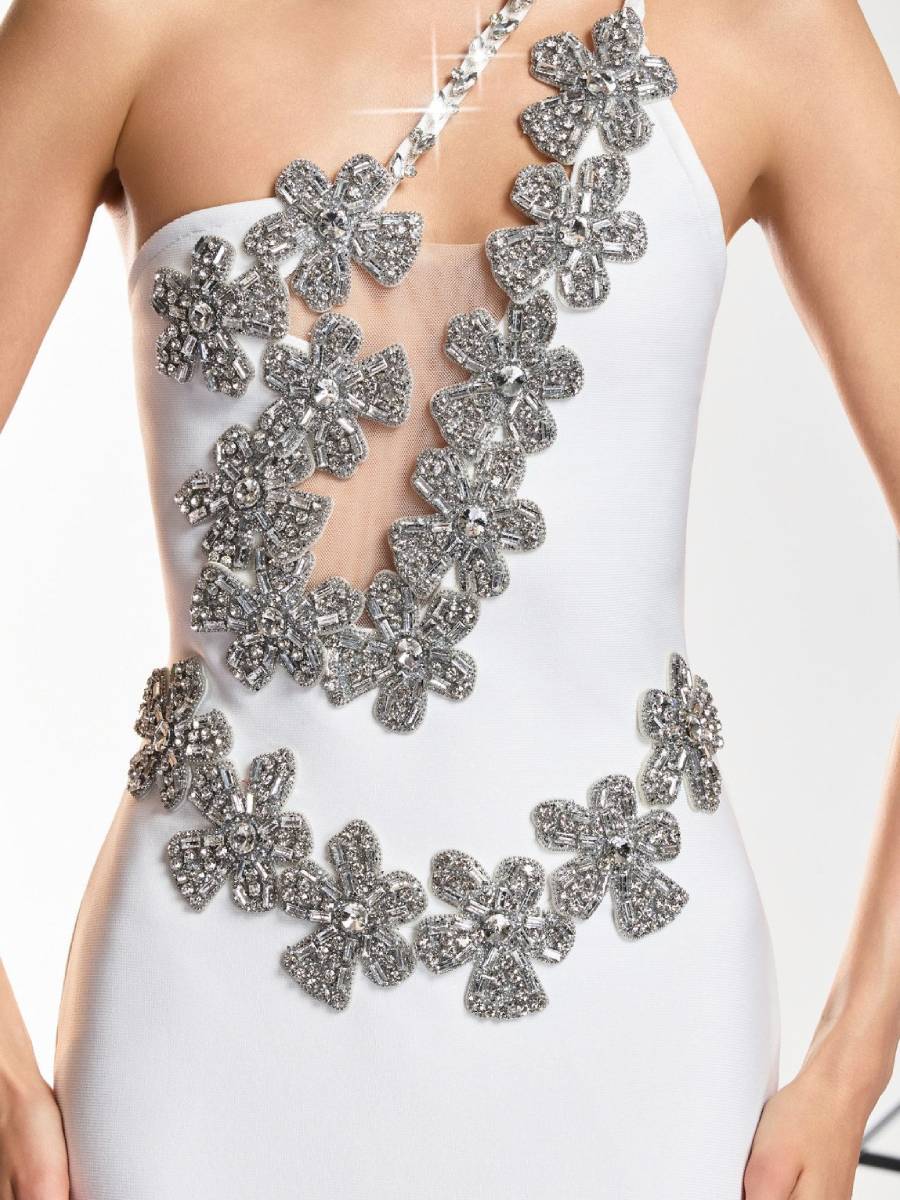 Alexa Diamond Flower Bandage Maxi Dress