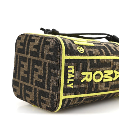 Fabric Jacquard Shiny Nappa FF 1974 Logo Threaded Edge Mini Mon Tresor Bucket Bag Tobacco Moro Giallo Fluo