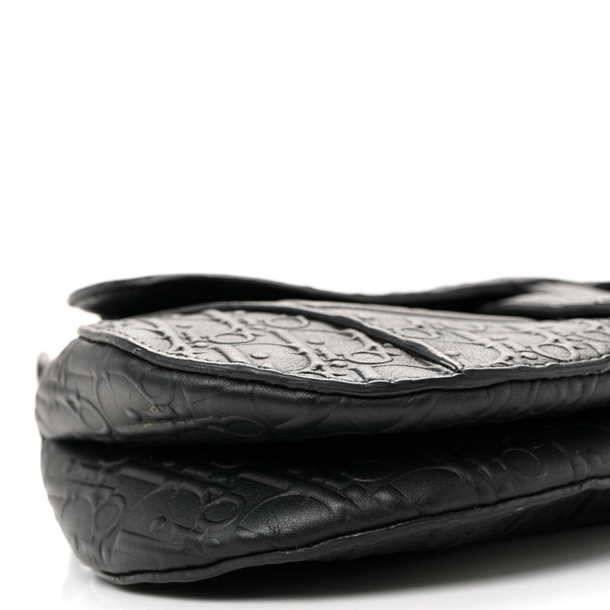 Calfskin Embossed Oblique Saddle Bag Black