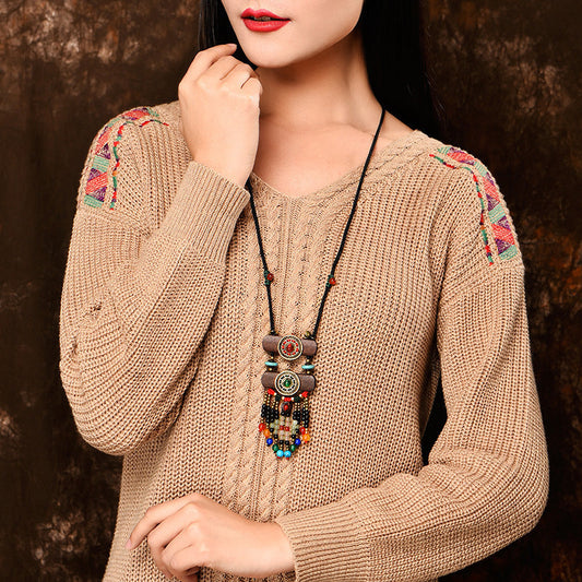 National Style And Creative Tassel Necklaces, Female Pendants, Ornaments, Vintage Sweater Chains