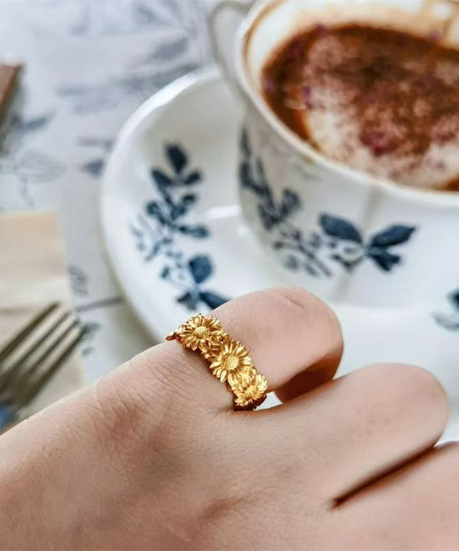 Original Design Gold Sterling Silver Overgild Rose Rings