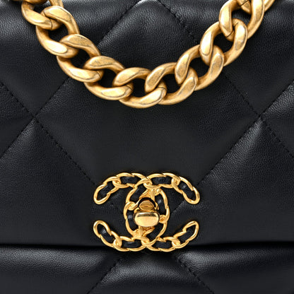 Lambskin Quilted Medium Chanel 19 Flap Navy Blue