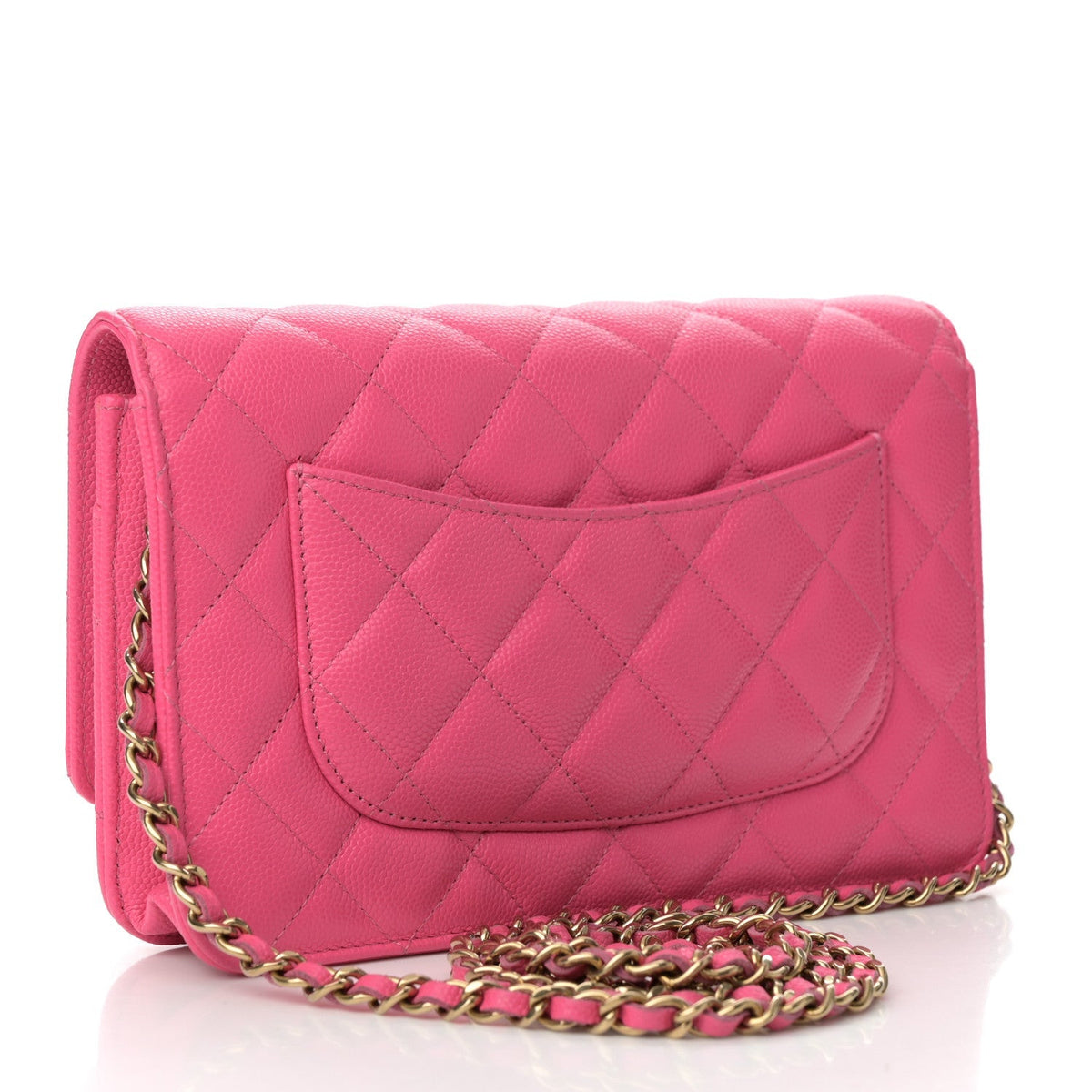 Caviar Quilted Wallet On Chain WOC Rose