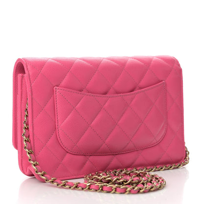 Caviar Quilted Wallet On Chain WOC Rose
