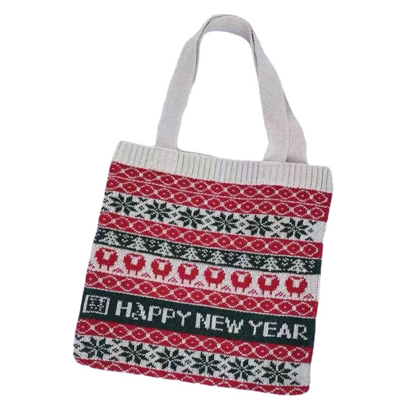 Crochet Tote Bag Christmas Knit Bag
