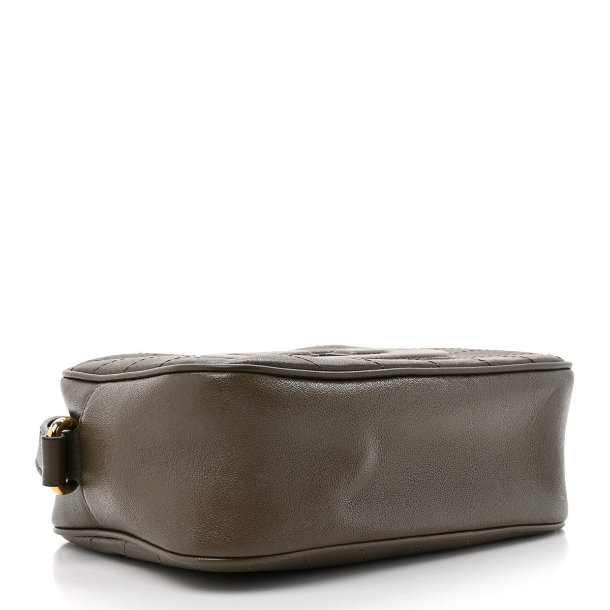 Sakai Be Green Calfskin Diagonal Stitched Small Blondie Shoulder Bag Craclet Brown