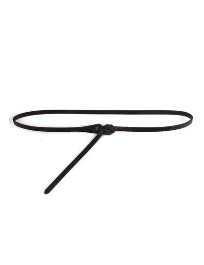 Trendy Solid Color Skinny Leather Belt