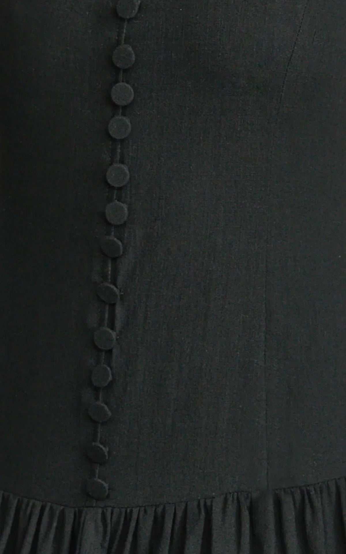 Cortez Maxi Dress - Square Neck Button Down Dropped Waist Dress in Black
