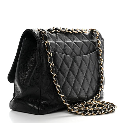 Caviar Quilted Jumbo Single Flap Black