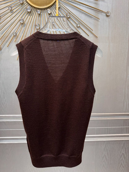 Miumiu 2026 Knit Vest Coffee Brown Wool
