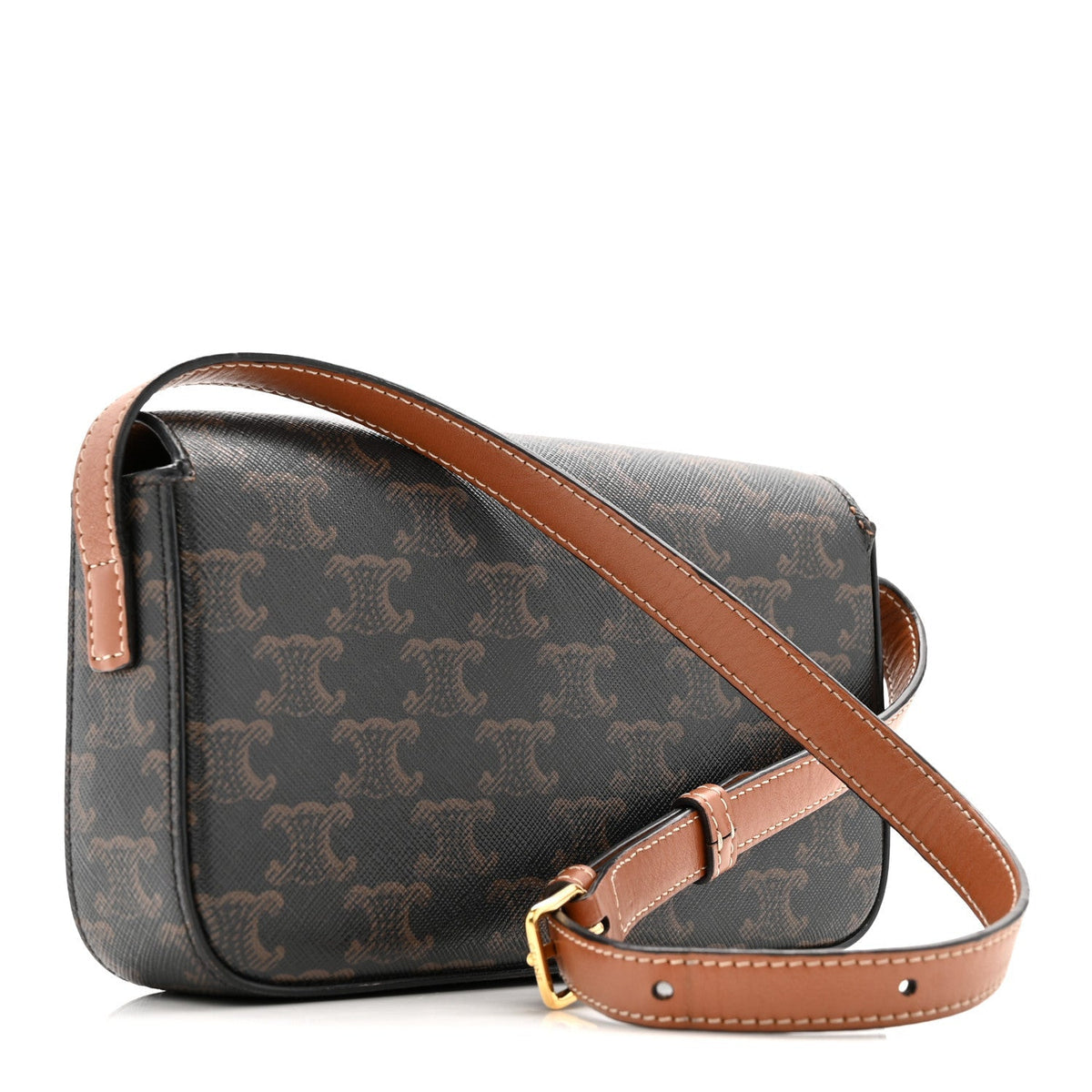 Canvas Calfskin Triomphe Shoulder Bag Tan
