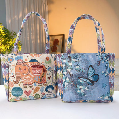 Cosbai - Geometric Lace Botanical &amp; Animal Canvas Tote