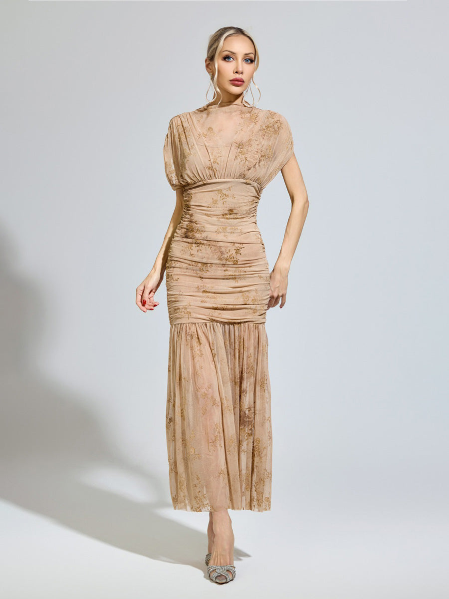Helena Apricot Bodycon Maxi Dress