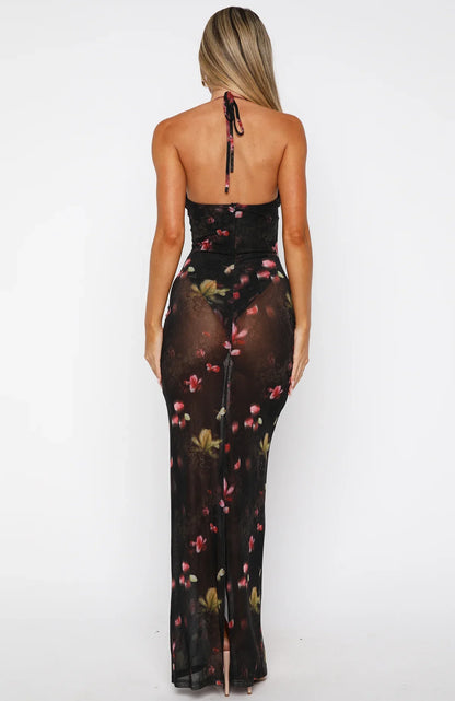 I Only Wish Halter Maxi Dress Lace And Bloom