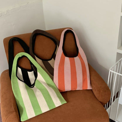 Crochet Tote Bag Niche Striped Shoulder Bag