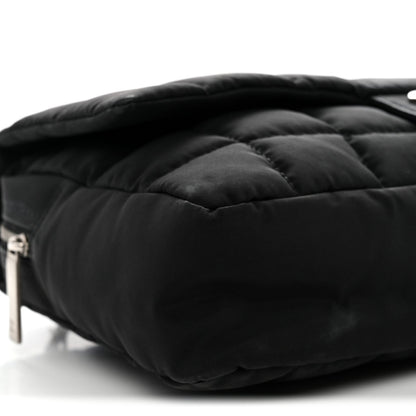 Nylon Square Quilted Flap Black