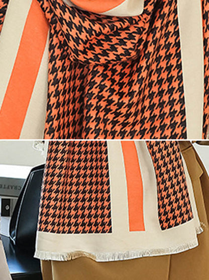 Urban Vintage Imitated Cashmere Houndstooth Shawl Scarf