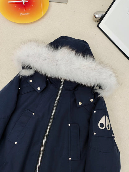 C. Goose Down Jacket Navy Blue Polyester 0017