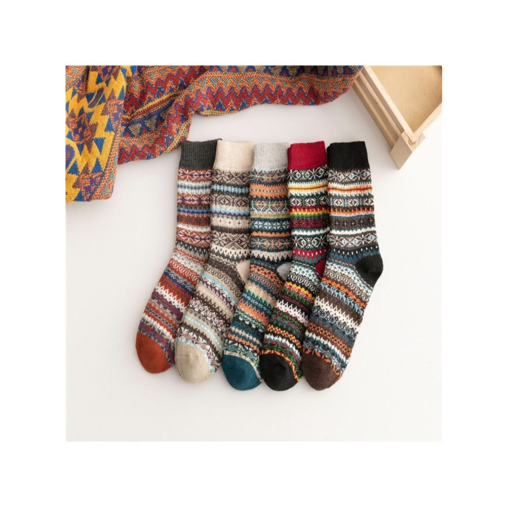 Rufia - Knitted Mid-calf Winter Socks with British Style
