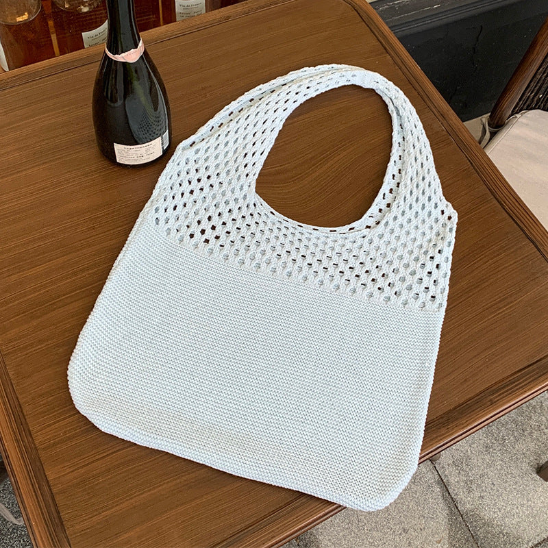 Crochet Tote Bag Women's Shoulder Bag With Mesh