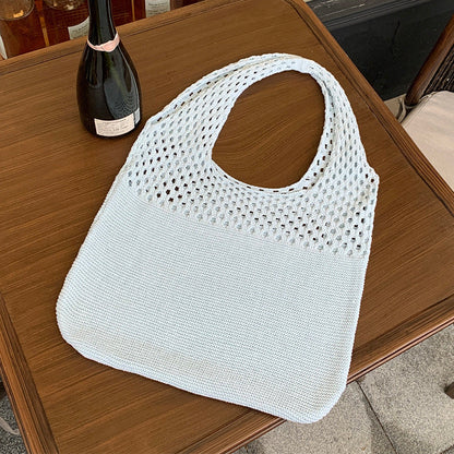 Crochet Tote Bag Women's Shoulder Bag With Mesh