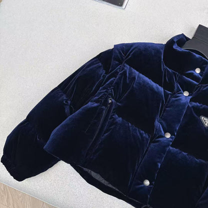 Prada Jacket Navy Blue Velvet Down