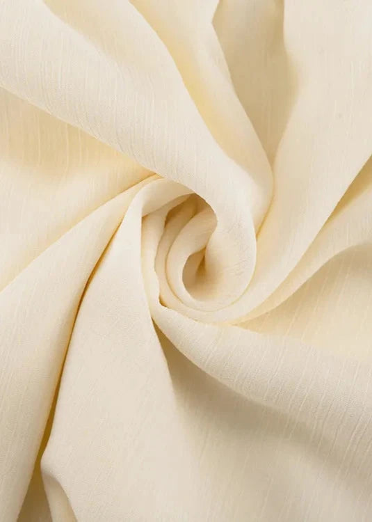 Ruffled V Neck Long Sleeve A Line Dress Beige
