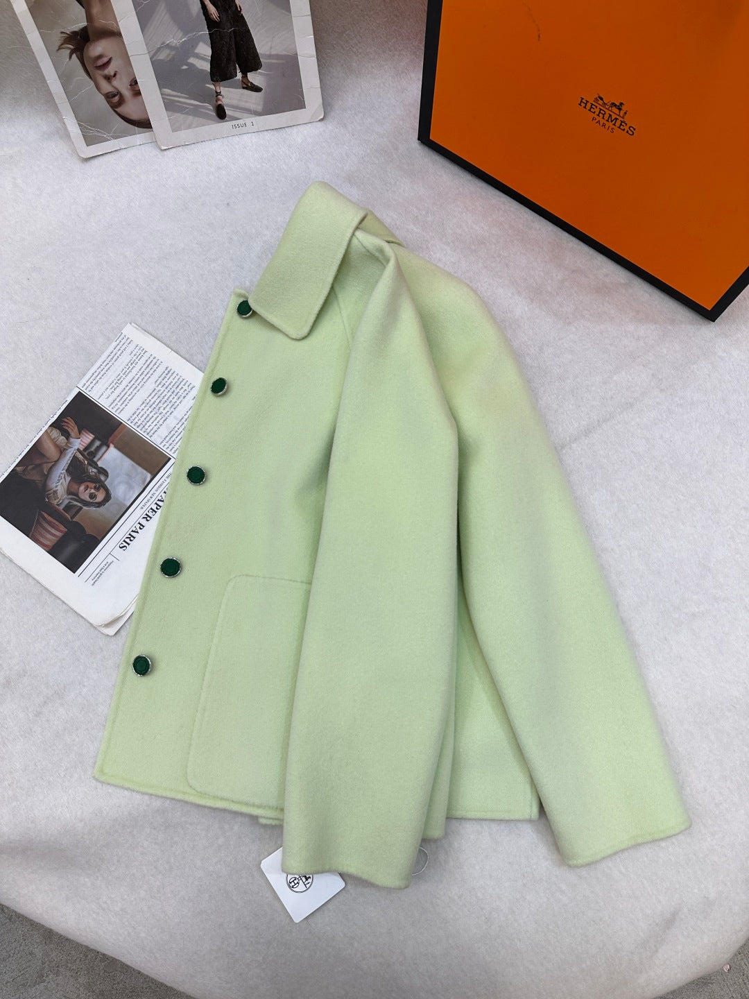 HM Double-Faced Cropped Coat Mint Green Cashmere 304249