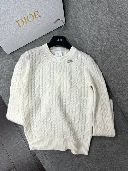 CD Sweater Beige Cashmere Twisted Knit 345309