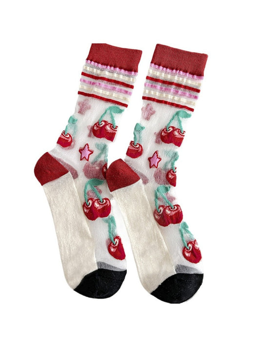 Rufia - Retro Cute Thin Mid-Calf Socks - Sweet &amp; Breezy