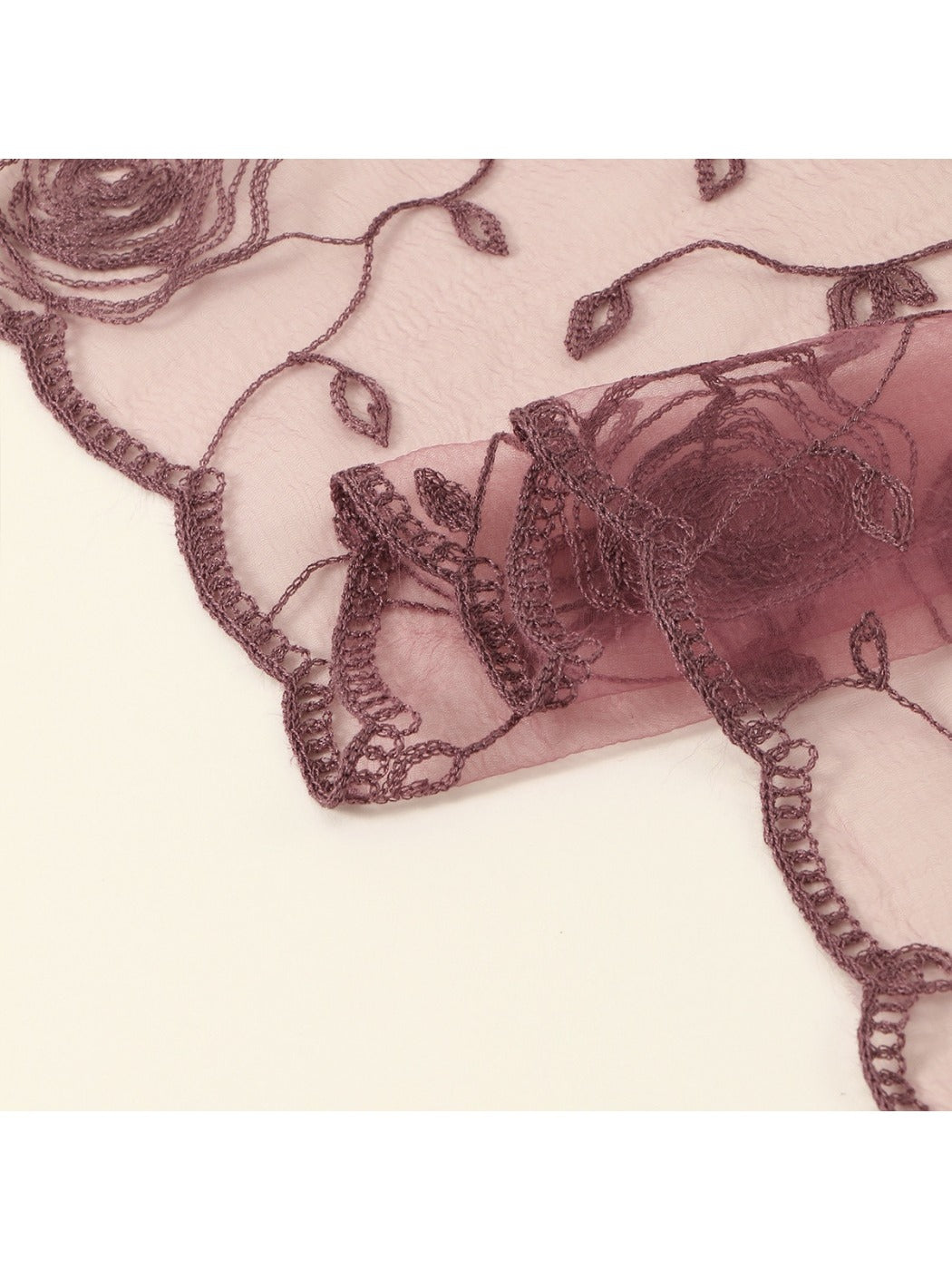 Scarvii - 31.5'' Elegant Rose Embroidered Square Scarf